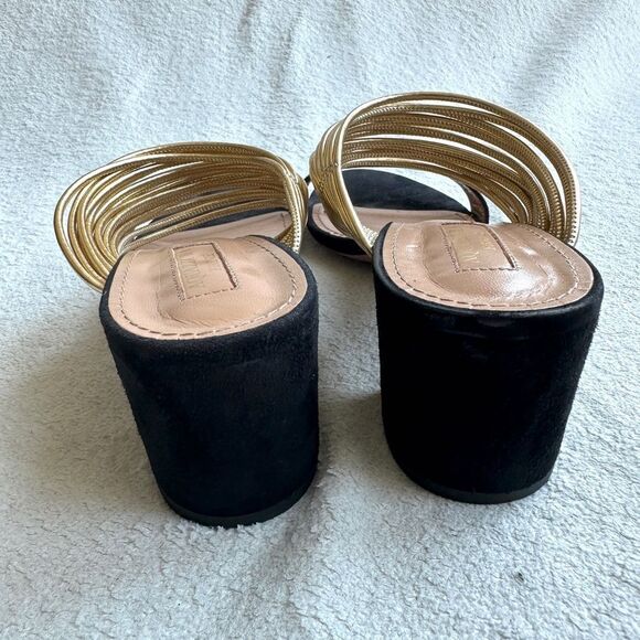 Aquazzura Rendez vous Sandals Black suede Gold strap size 38.5‎ US 8 heels - Picture 13 of 15